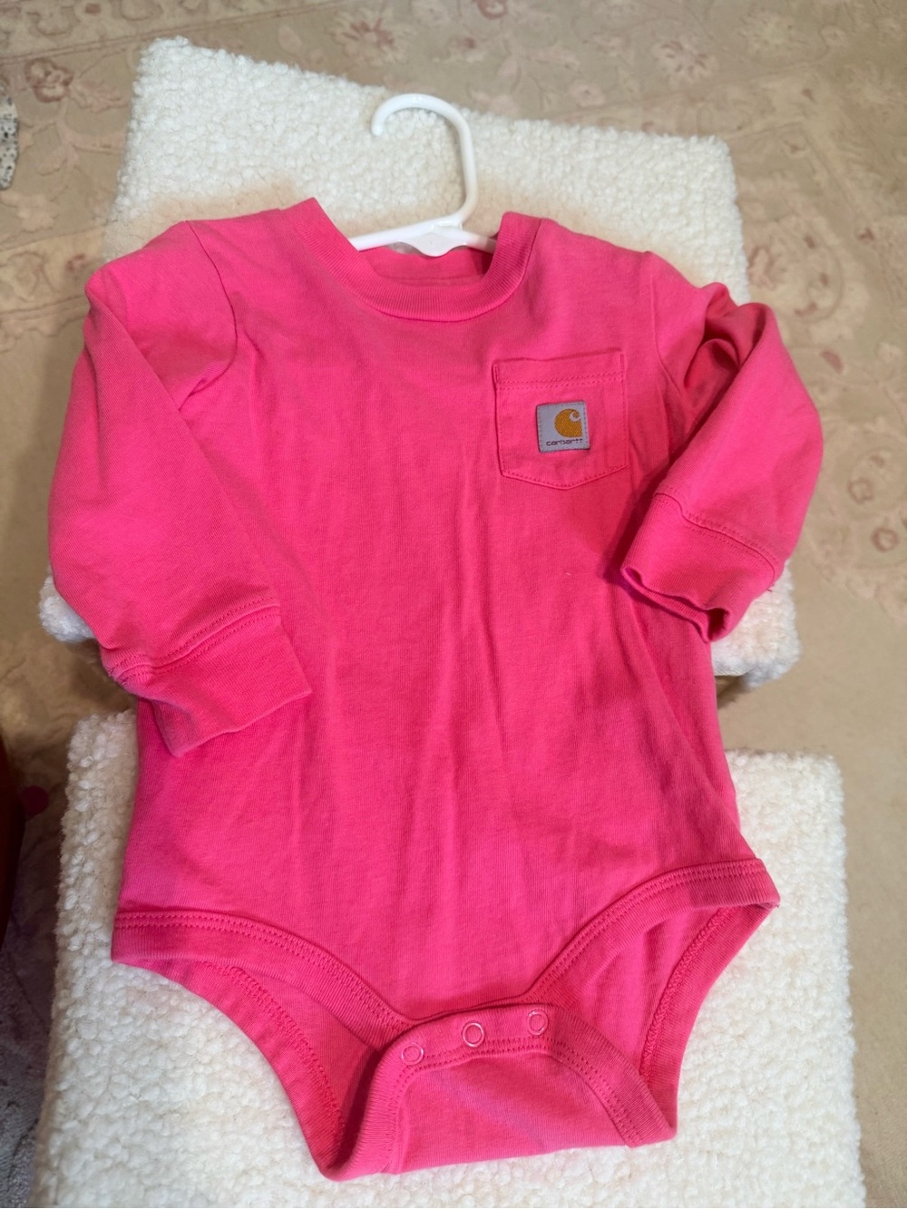 3 for $25 Carhartt Bright Pink Long-Sleeve Baby One-Piece Bodysuit